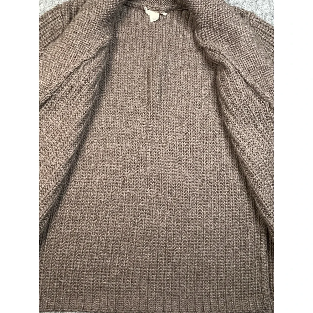 J. Crew Cardigan Hand Knit Wool Brown Fishermen Chunky Cable Knit Sweater‎ Large